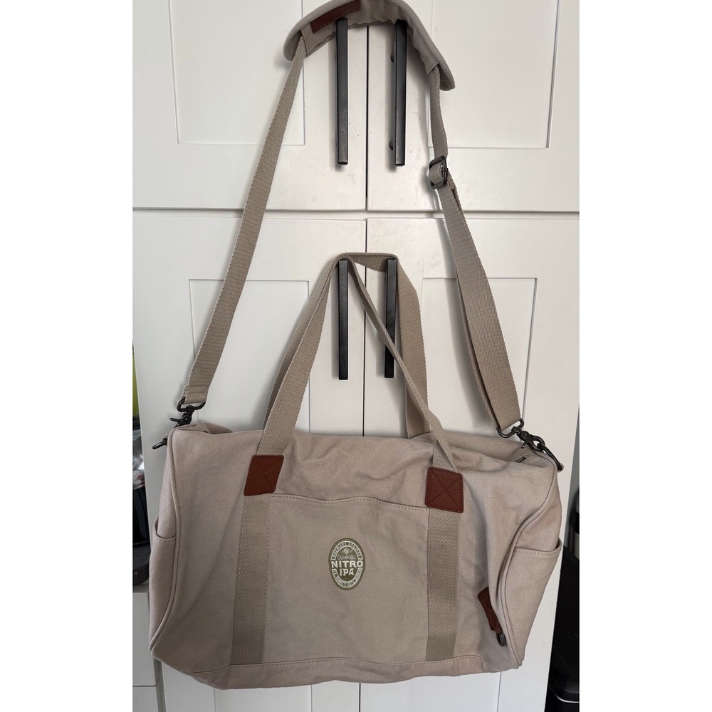 Guinness Nitro IPA Tan Canvas Duffle‎ Bag Strap Handles Alternative Travel